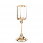 Świecznik na świecę metalowo szklany złoty 32x11x11cm