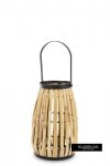 Lampion drewniano metalowy jasny  niski S