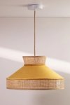 Lampa wisząca sufitowa z ratanu i aksamitu boho vintage kolor żółty