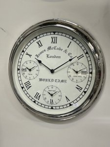Ekskluzywny Zegar Ścienny W Srebrnej Ramie 54 cm James Mr Cabe & Co 
