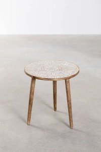 Stolik pomocniczy Wonga okrągły 45 cm z drewna mango do salonu