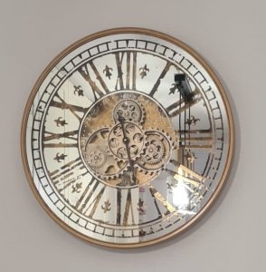 Nowoczesny zegar ścienny Trevi cyfry rzymskie lustrzany z ruchomym mechanizmem loft