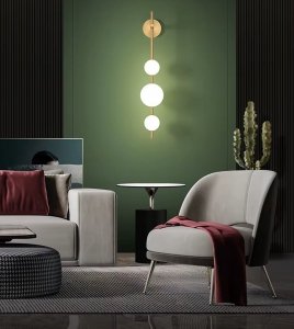 Pionowy Kinkiet Globlé – Lampka Na Ścianę Do Salonu i Sypialni w Stylu Art Deco