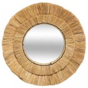Lustro ścienne Safari w ramie z rafii 57 cm boho