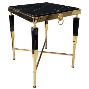 Stolik pomocniczy Maroco 50/50/60cm czarno złoty stolik kawowy do salonu