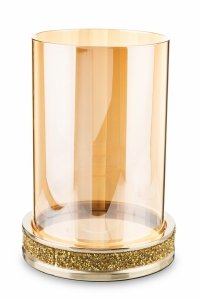 Świecznik złoty szklano-metalowy duży