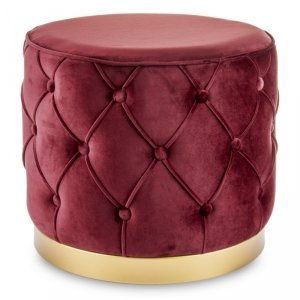 Czerwono złota pufa siedzisko pikowane tapicerowane welurem