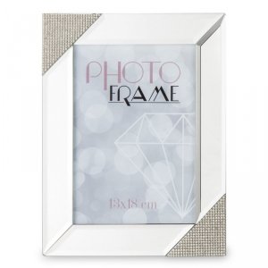 Dekoracyjna, szklana, zdobiona kryształkami ramka na zdjęcie 13x18 cm