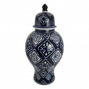 Biało granatowa dekoracyjna ceramiczna waza wazon rozmiar  L 47 cm