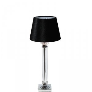 Lampa srebrna z czarnym abażurem wysoka 