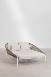 Podwójna Leżanka Ogrodowa Premium Ondina Kremowa Tapioca – Aluminiowa Sofa Tarasowa Z Poduszkami