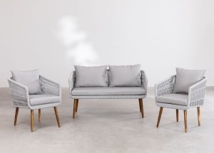 Zestaw mebli ogrodowych Beker meble na taras sofa + dwa fotele kolor szary