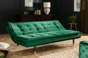 Sofa rozkładana 184cm szmaragdowy zielony aksamit