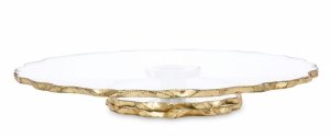 Elegancka dekoracyjna patera szklana złota