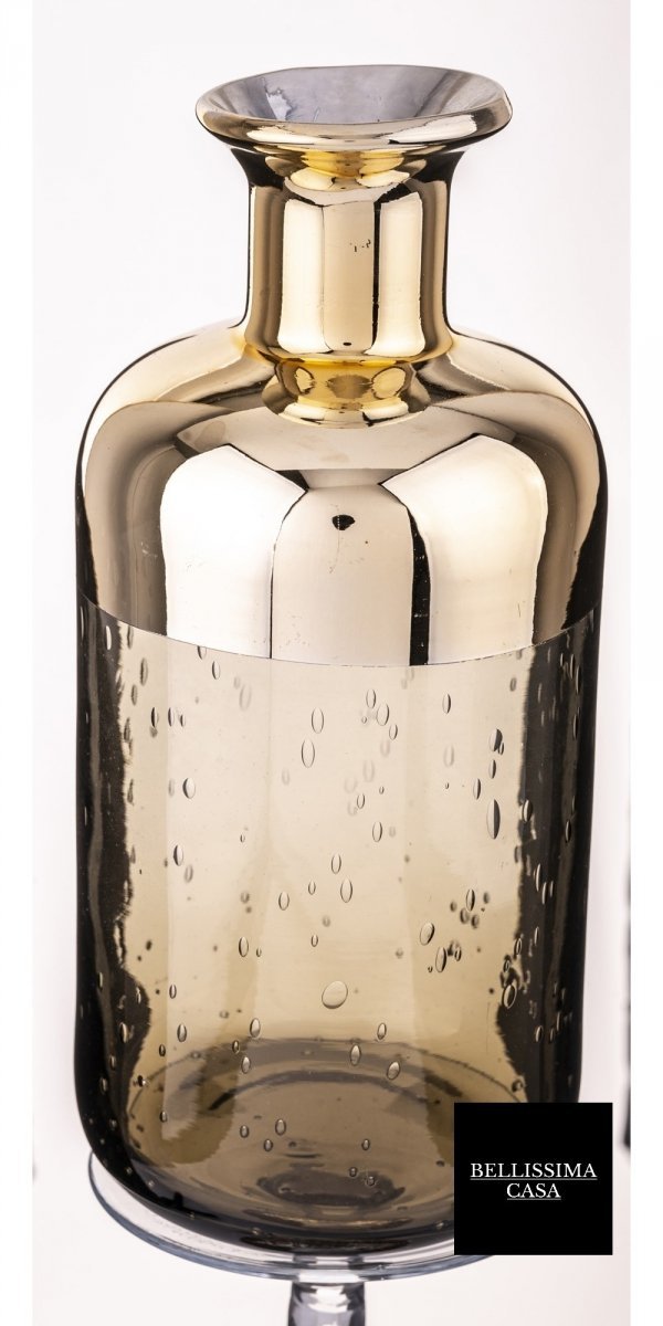 Elegancki wazon butelkowy szklany transparentny żółty