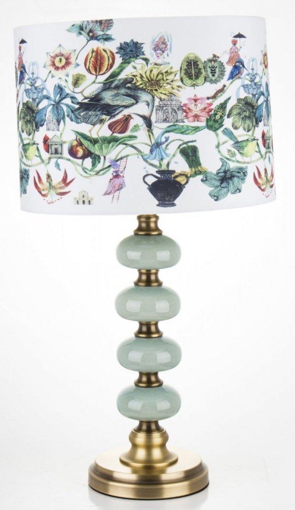Lampa stołowa FLOWER lampa stojąca z abażurem - motyw kwiatowy