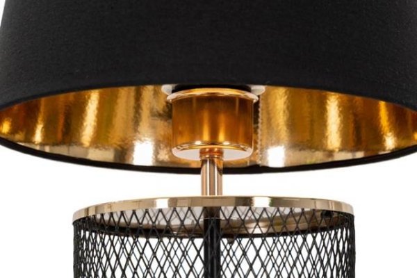Lampa na stół do salonu Torre z metalu z materiałowym abażurem