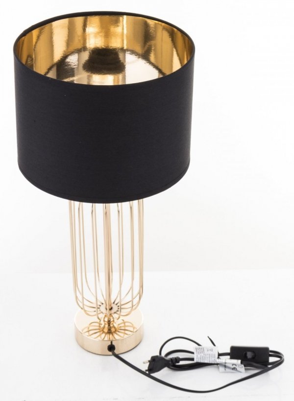 Elegancka, oryginalna lampa złota z czarnym abażurem