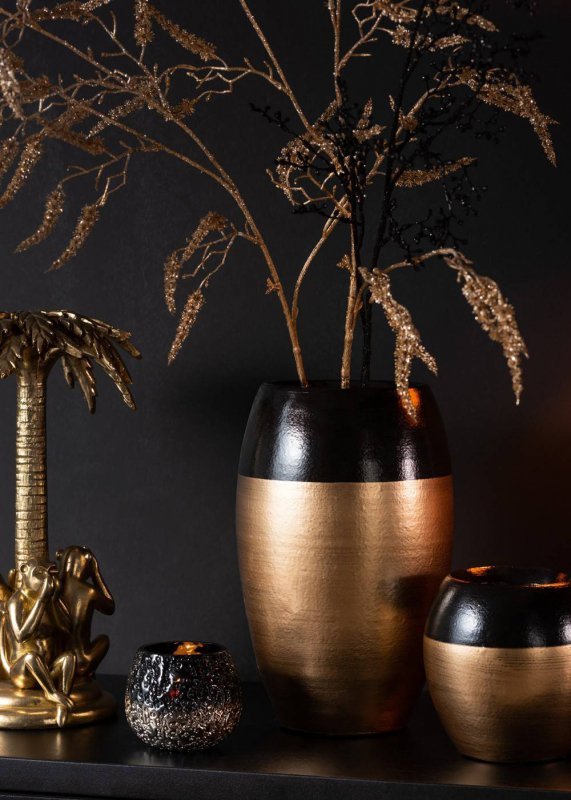 Ceramiczny wazon złoty czarne obrzeże 31 cm