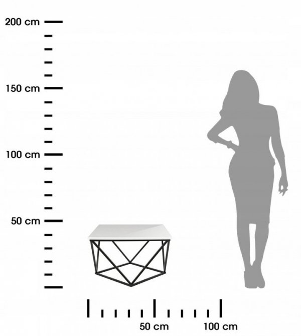 Stolik kawowy Curved 60cm cz. biały lak.