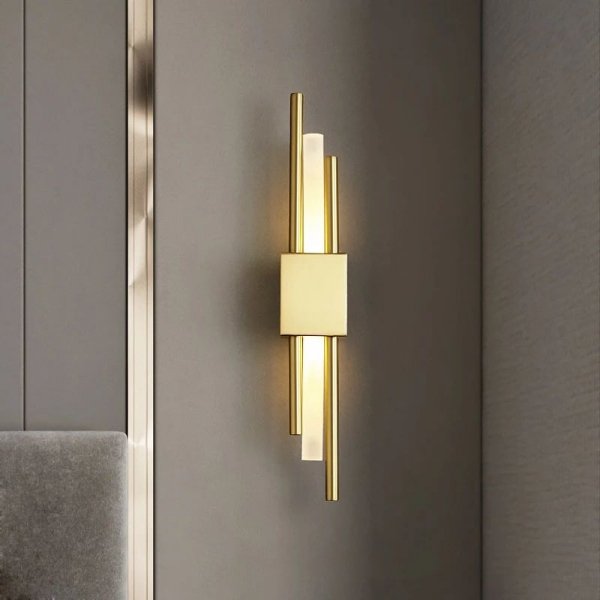Designerska lampa na ścianę kinkiet metalowy złoty Sem Left