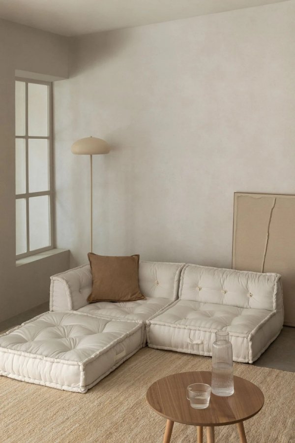 Bawełniana sofa modułowa 3 częściowa do salonu boho Daisy biała
