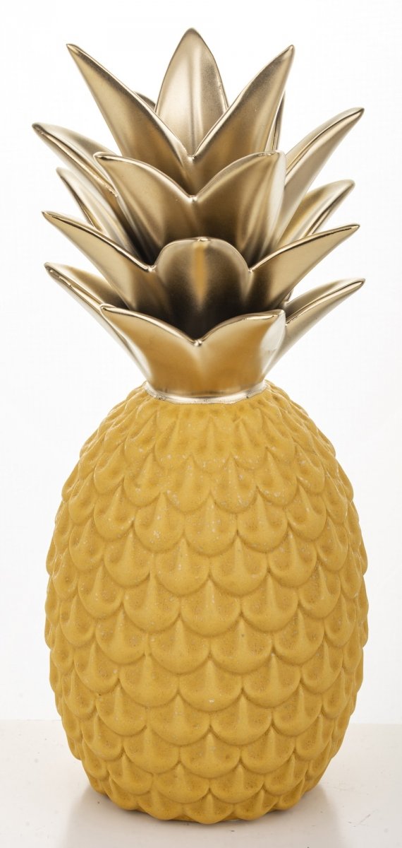 Figurka dekoracyjna dekoracja do salonu ananas żółto-złoty