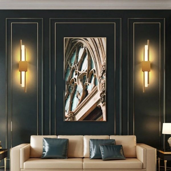 Designerska lampa na ścianę kinkiet metalowy złoty Sem Left