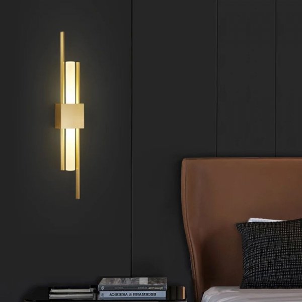 Designerska lampa na ścianę kinkiet metalowy złoty Sem Right