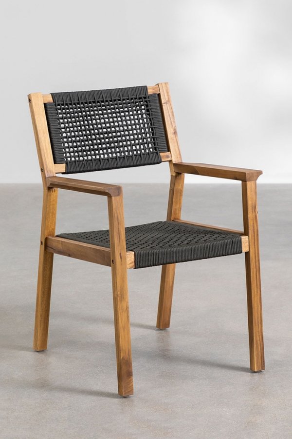 zestaw ogrodowy Terry stół rozkładany  (160-210x90 cm) + 6 krzeseł z drewna akacjowego - grafit