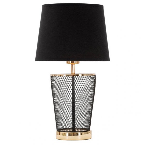 Lampa na stół do salonu Torre z metalu z materiałowym abażurem