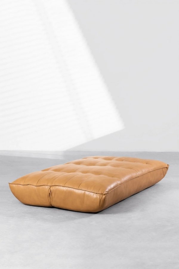 Rozkładana Sofa Do Salonu Skórzana Mateo Brąz