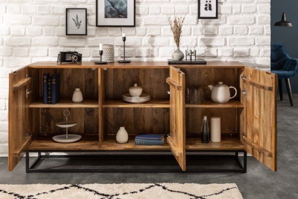 Elegancka wytworna komoda mango do przechowywania w salonie Zano 160 x 45 cm