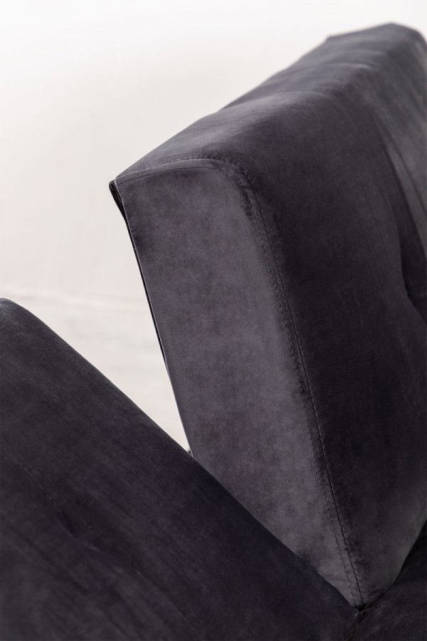 3-osobowa sofa do salonu rozkładana z funkcją spania z aksamitu kolor grafitowy na metalowych nóżkach