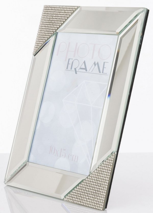 Szklana ramka na zdjęcie 10x15 zdobiona kryształkami