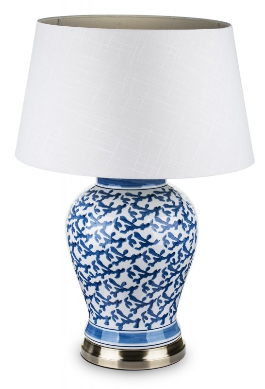 Stylowa lampa niebiesko biała z abażurem