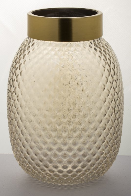 Szampański wazon szklany z metalowym złotym wykończeniem