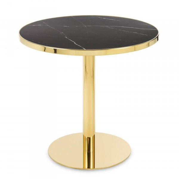 Złoty stolik pomocnik Lotte na nodze stolik pomocniczy z okrągłym ceramicznym blatem czarnym