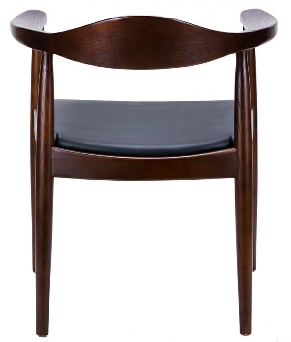 Ekskluzywne brązowe krzesło z drewna jesionowego wyściełane ekoskórą 