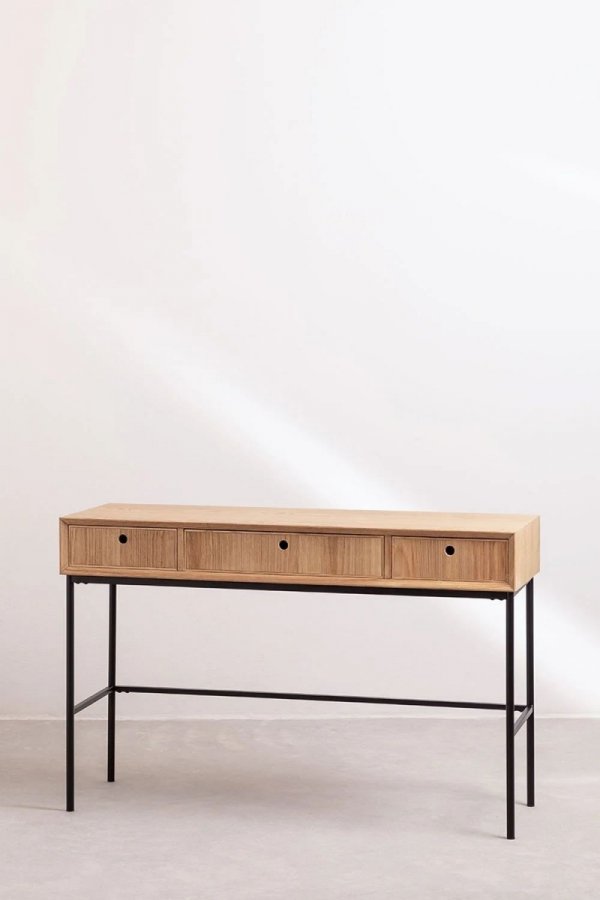 Industrialna konsola z drewna jesionowego toaletka Giana 