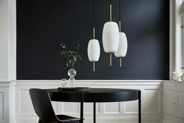 Cylindyczna lampa wisząca Molly  - mosiądz, szkło wielkość S
