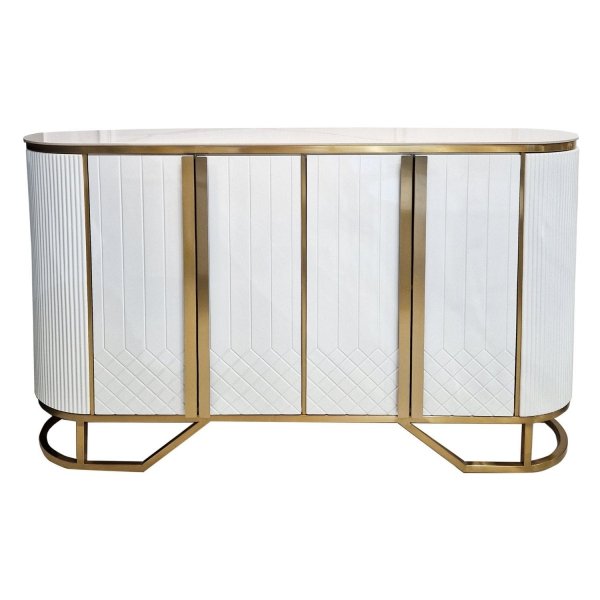 Komoda biała 150/40/92cm Rosa złocona do salonu glamour