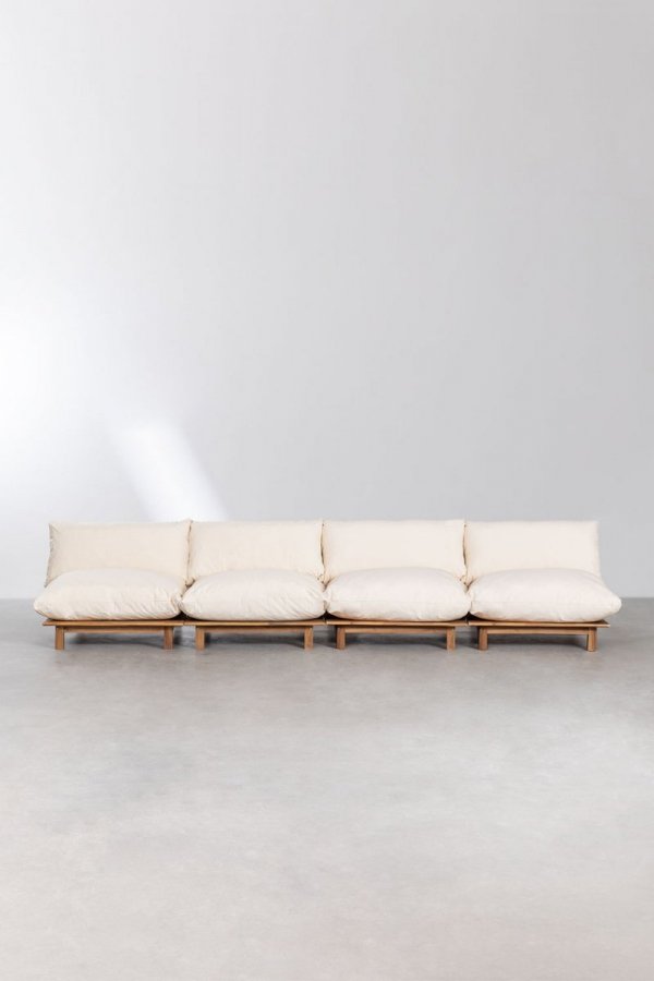 Czteroosobowa sofa Galia ogrodowa rozkładana krem/antracyt z poduchami