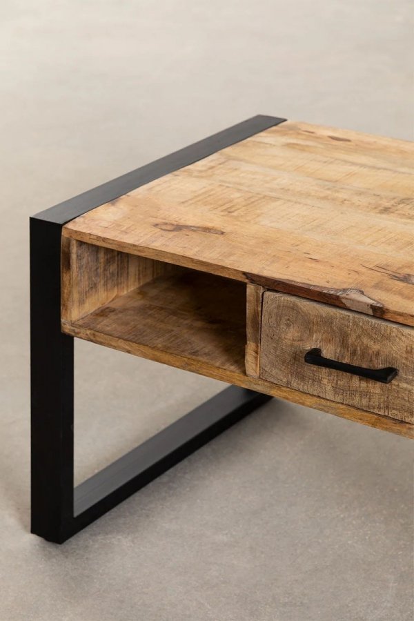 Industrialny stolik kawowy z recyklingu metalowo drewniany Boston