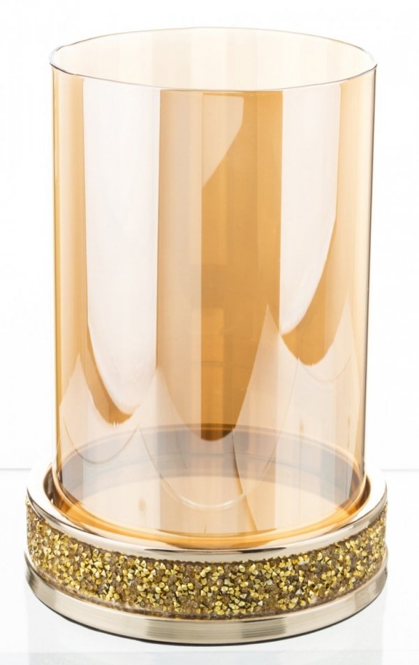 Świecznik złoty szklano-metalowy średni