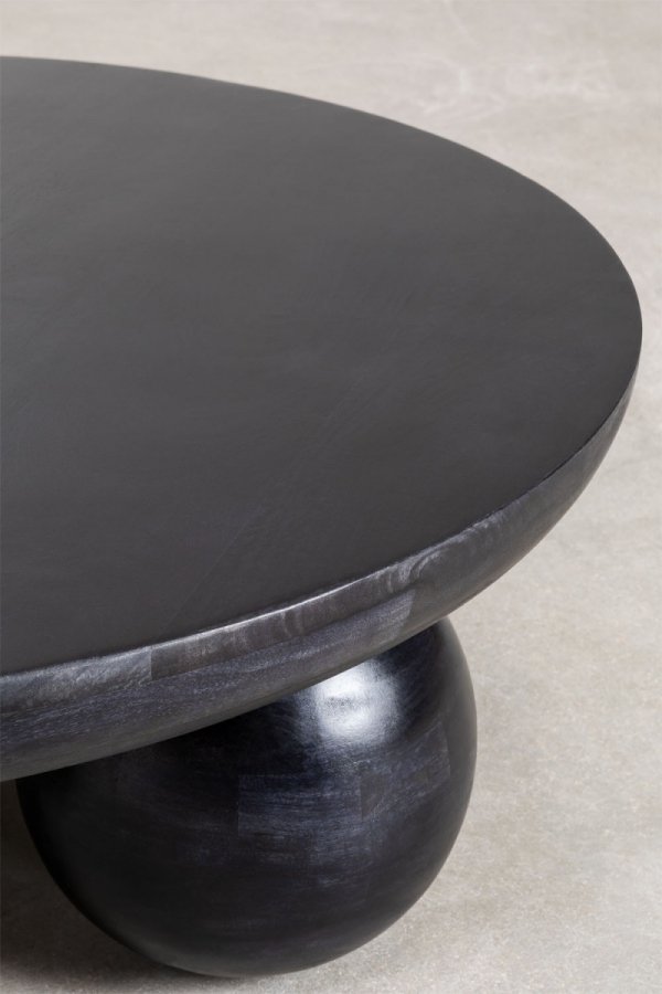 Okrągły stolik Toronto do salonu akacjowy na masywnych nogach - czarny