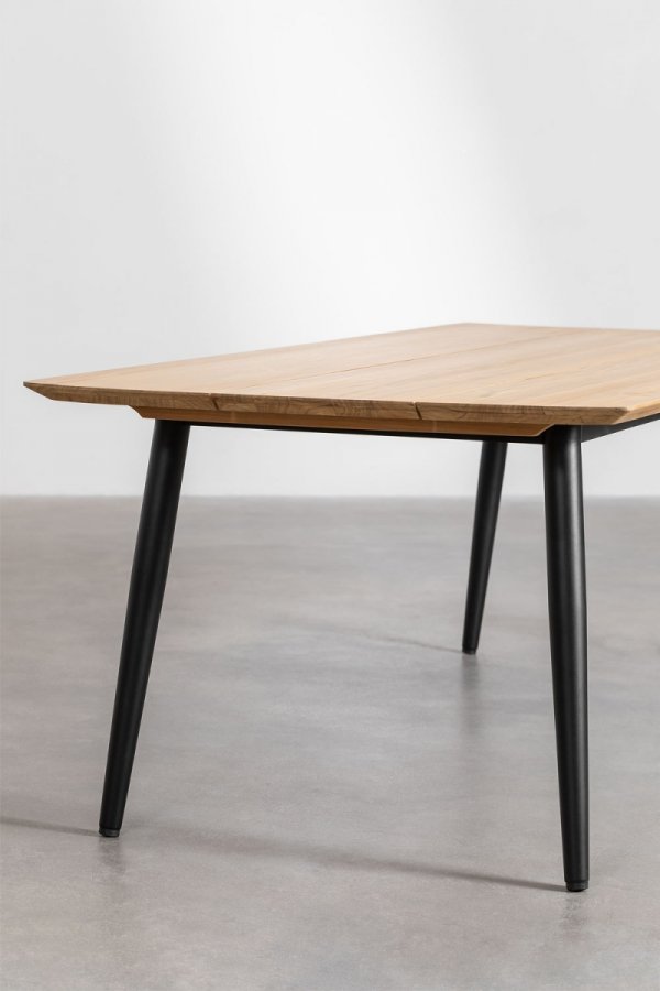 stół 240x100 cm Temper z aluminium i drewna w zestawie z 10 krzesłami