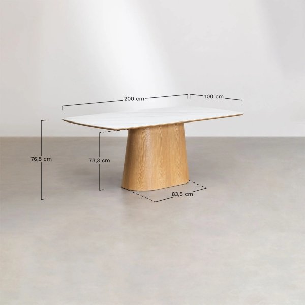 Prostokątny Drewniany Stół Do Jadalni Aura 200x100 cm, Stylowy i Funkcjonalny Stół Z Okleiną Ceramiczną