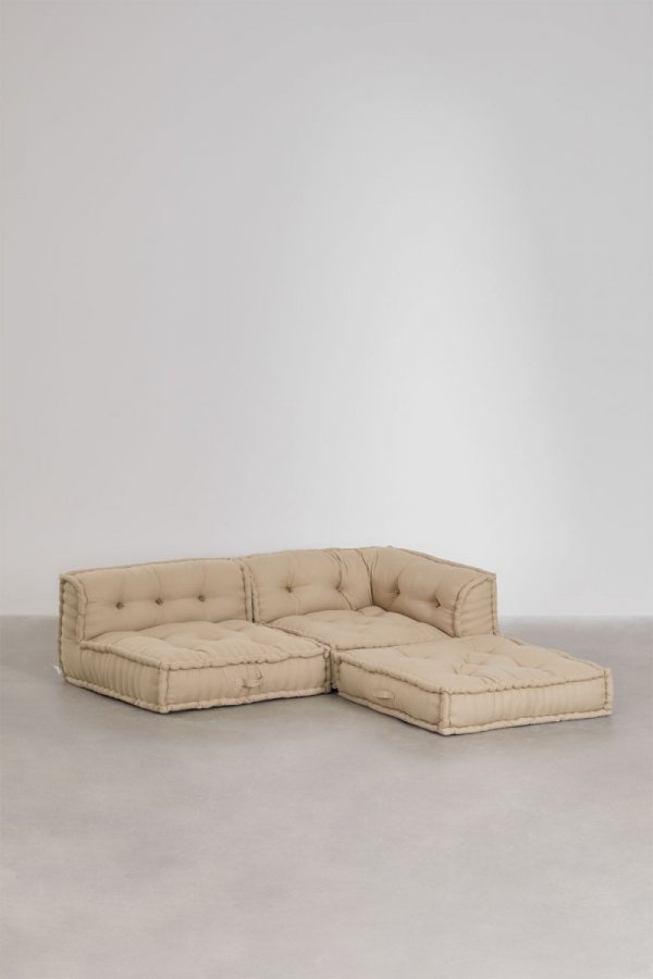 Bawełniana sofa modułowa 3 częściowa do salonu boho Daisy kolor kremowy