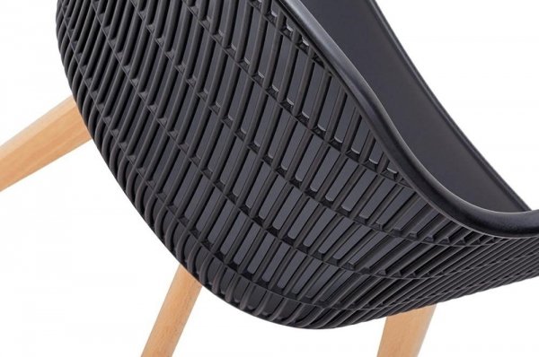 Wygodny fotel krzesło Modesto z czarnym siedziskiem krzesło loft z drewna i polipropylenu